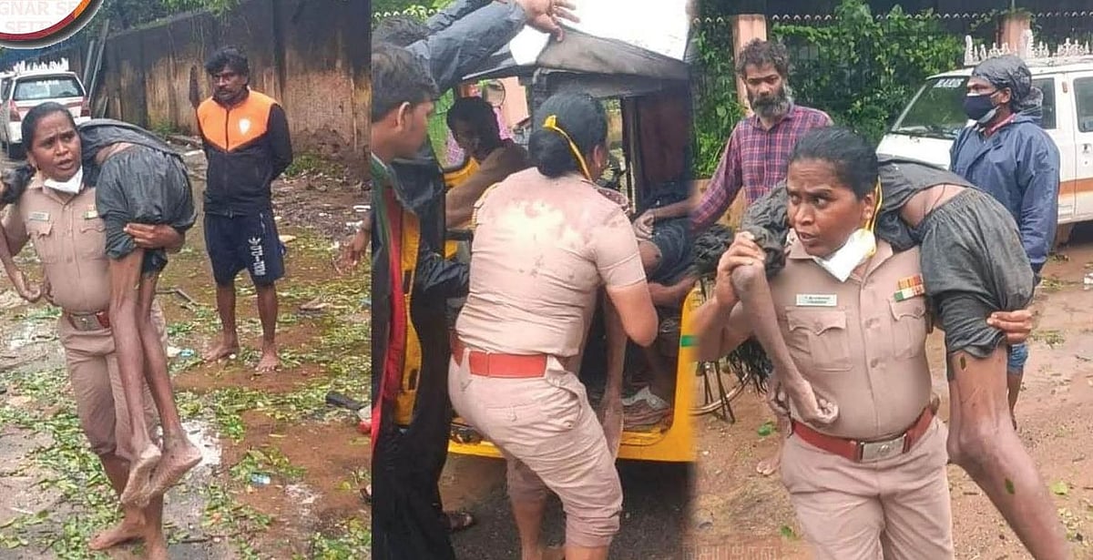 “தோளில் தூக்கிச் சென்று மருத்துவமனையில் சேர்க்க உதவிய போலிஸ் இன்ஸ்பெக்டர்” : யார் இந்த ராஜேஸ்வரி?