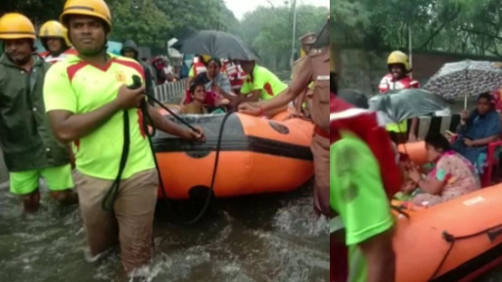 டிஸ்சார்ஜ் ஆகவேண்டியது ஆனா சிக்கிட்டோம்; வெள்ளத்தில் தவித்த தாய், சேய் & 17 பேரை மீட்ட தீயணைப்பு வீரர்கள்