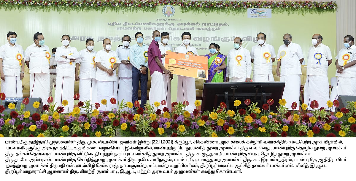 திருப்பூரில் ரூ.41.24 லட்சம் மதிப்பிலான திட்டங்களுக்கு அடிக்கல் நாட்டி நலத்திட்ட உதவி வழங்கிய முதல்வர்!