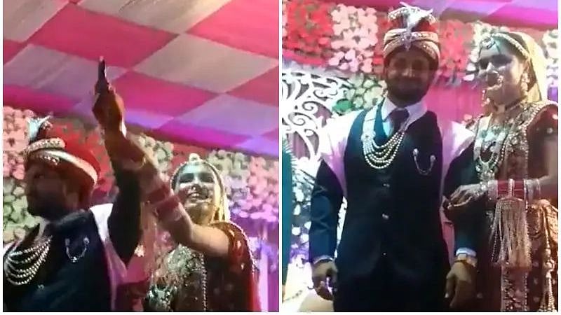 ஜோடியாக துப்பாக்கியால் சுட்டு குதூகலமடைந்த மணமக்கள்; வைரல் வீடியோவால் சிக்கிய புதுமண தம்பதி! 