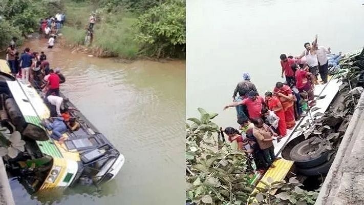 ஆற்றில் தலைகுப்புற கவிழ்ந்த பேருந்து.. 9 பேர் பலி - பல உயிர்களைக் காப்பாற்றிய மீனவர்கள்: நடந்தது என்ன?