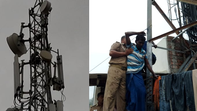 “அங்கயாவது சிக்னல் கிடைக்குதானு பார்ப்போம்” : செல்போன் டவரில் ஏறிய நபரால் கரூரில் பரபரப்பு!