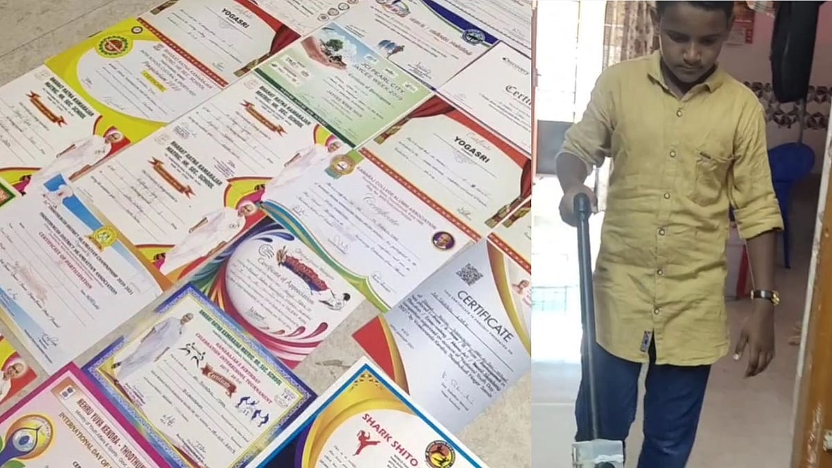 பார்வையற்ற மாற்றுத்திறனாளிகள் தடையின்றி செல்ல ‘சென்சார் கைத்தடி’.. பள்ளி மாணவன் அசத்தல் கண்டுபிடிப்பு!