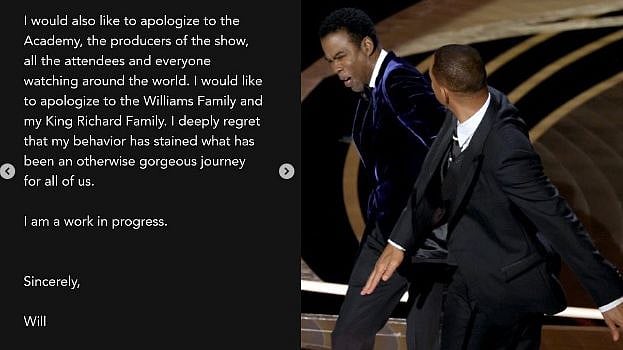 “இந்த பூமியில் வன்முறைக்கு இடமில்லை.. எனது செயலுக்கு  வருந்துகிறேன்” : மன்னிப்பு கேட்ட வில் ஸ்மித்!