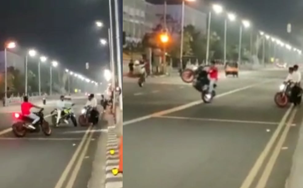 சட்டத்தை மீறி பைக் சாகசம் செய்த இளைஞர்கள்.. சாட்டையை சுழற்றிய போலிஸார் - பின்னணி என்ன?