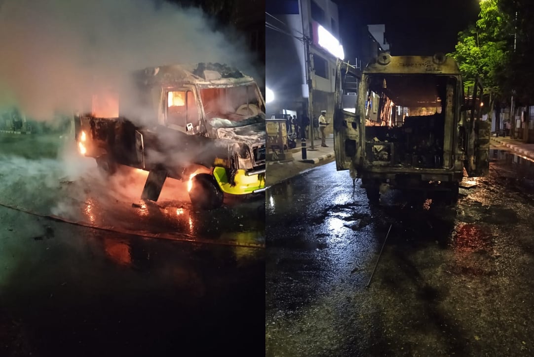 நோயாளியுடன் சென்ற தனியார் ஆம்புலன்ஸ் தீப்பிடித்து எரிந்து நாசம்: ஓட்டுநரின் செயலால் உயிரிழப்பு தவிர்ப்பு!