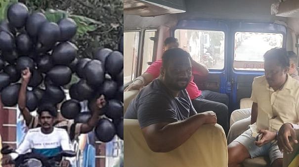 அமித்ஷா வருகைக்கு எதிர்ப்பு : கருப்பு பலூன் விற்ற வியாபாரி கைது.. சிலிண்டர்கள் பறிமுதல் - பின்னணி என்ன?