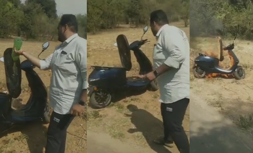 ஓலா பைக்கை நடுரோட்டில் பெட்ரோல் ஊற்றி எரித்த டாக்டர்.. ஆம்புர் அருகே பட்டபகலில்  பயங்கரம்.. பின்னணி என்ன?