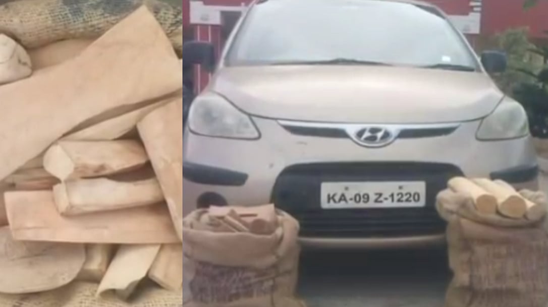 சிறிது சிறிதாக 96 துண்டுகள்: சொகுசு காரில் கடத்தி வந்த 75 கிலோ சந்தன கட்டைகள்.. திருவள்ளூர் போலிஸ் அதிரடி