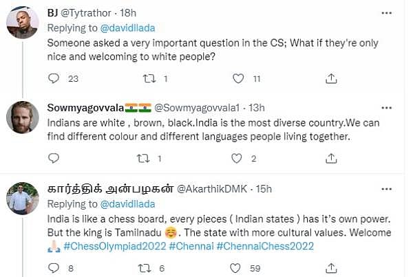 "இந்தியா ஒரு செஸ் போர்டு.. இங்கு கருப்பும் - வெள்ளையும் உள்ளது.." -நிற வேறுபாட்டை கடந்த செஸ் ஒலிம்பியாட்!