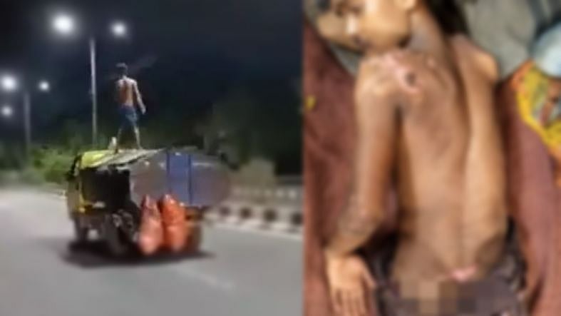 ஓடும் வண்டி மீது தண்டால் எடுத்த இளைஞர்.. கெத்தாக சாகசம் செய்தபோது நடந்த பரிதாபம்!