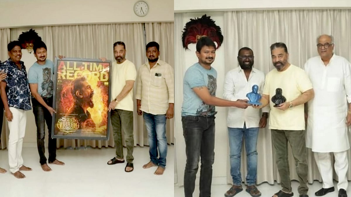 கமலுக்கு பெரியார், அம்பேத்கர் சிலையை பரிசளித்த உதயநிதி ஸ்டாலின்.. 