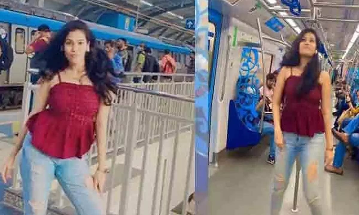 மெட்ரோவில் நஸ்ரியா பாட்டுக்கு குத்தாட்டம்.. வைரலான வீடியோவால் வசமாக போலிஸிடம் சிக்கிய இளம்பெண் !