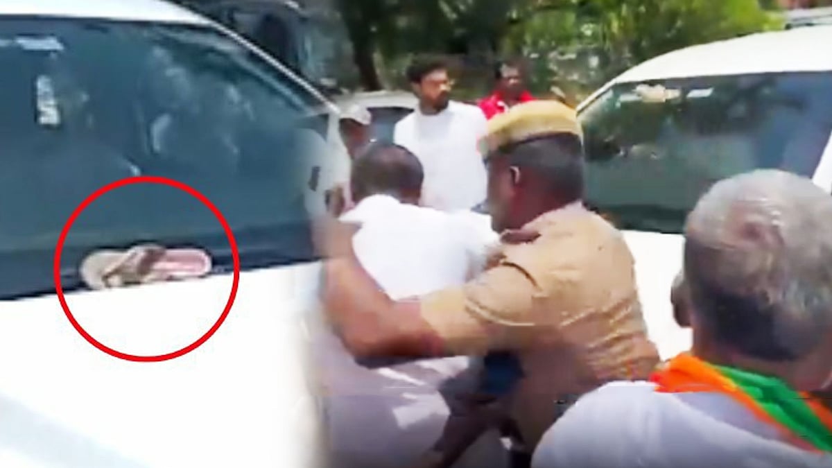 அமைச்சர் பழனிவேல் தியாகராஜன் கார் மீது காலணி வீச்சு.. அராஜகத்தில் ஈடுபட்ட   பா.ஜ.க-வினர் 5 பேர் கைது!