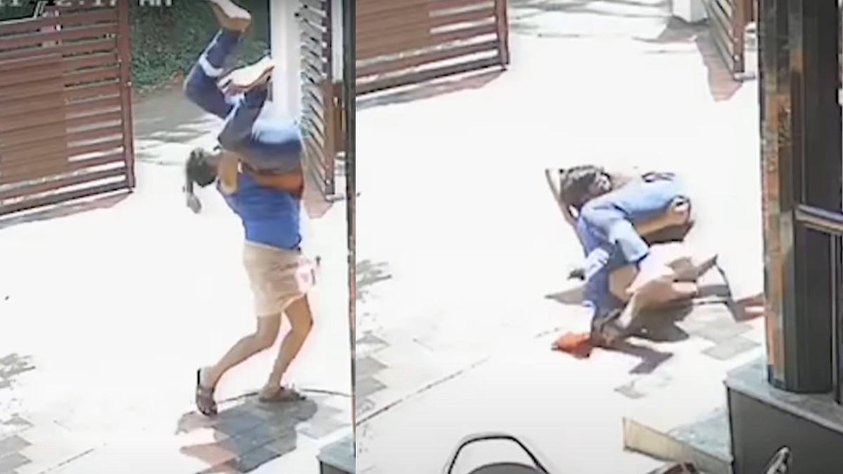 மாடியில் இருந்து தவறி கீழே விழுந்த தம்பி.. சுதாரித்து கப்பென்று catch பண்ண அண்ணன் : Viral Video 