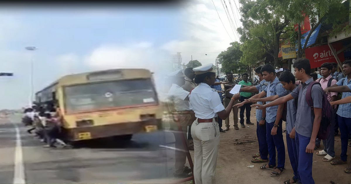 ”படியில் பயணம் செய்யமாட்டோம்” : மாணவர்களிடம் உறுதிமொழி வாங்கும் பணி தொடரும் - அமைச்சர் சிவசங்கர் !