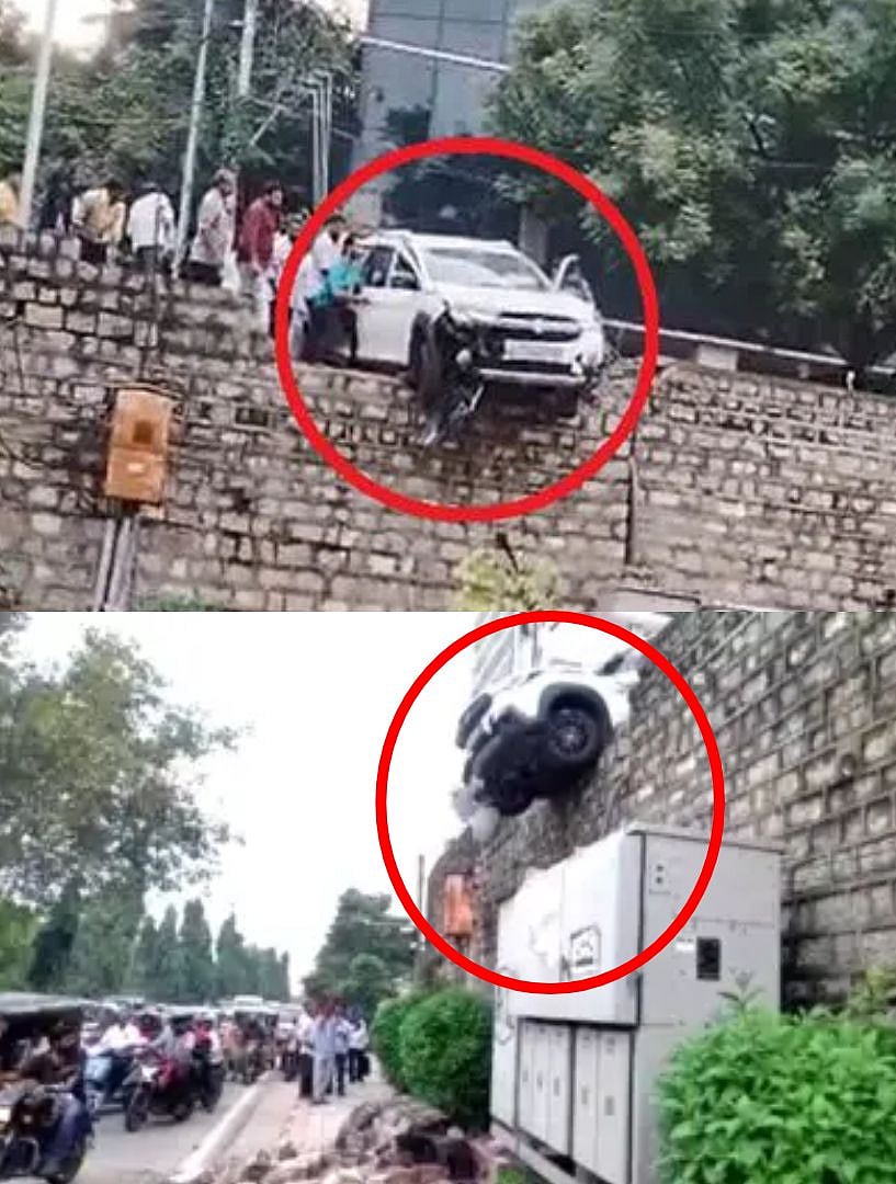 சமந்தா பட பாணியில் காரை அந்தரத்தில் நிறுத்திய பெண் ஓட்டுநர்.. பதைபதைக்க வைக்கும் நிகழ்வு !