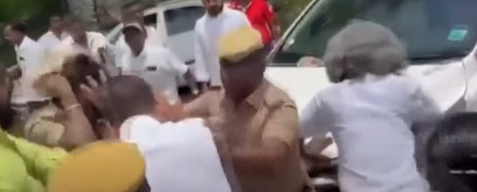 அமைச்சர் பழனிவேல் தியாகராஜன் கார் மீது காலணி வீச்சு.. அராஜகத்தில் ஈடுபட்ட   பா.ஜ.க-வினர் 5 பேர் கைது!