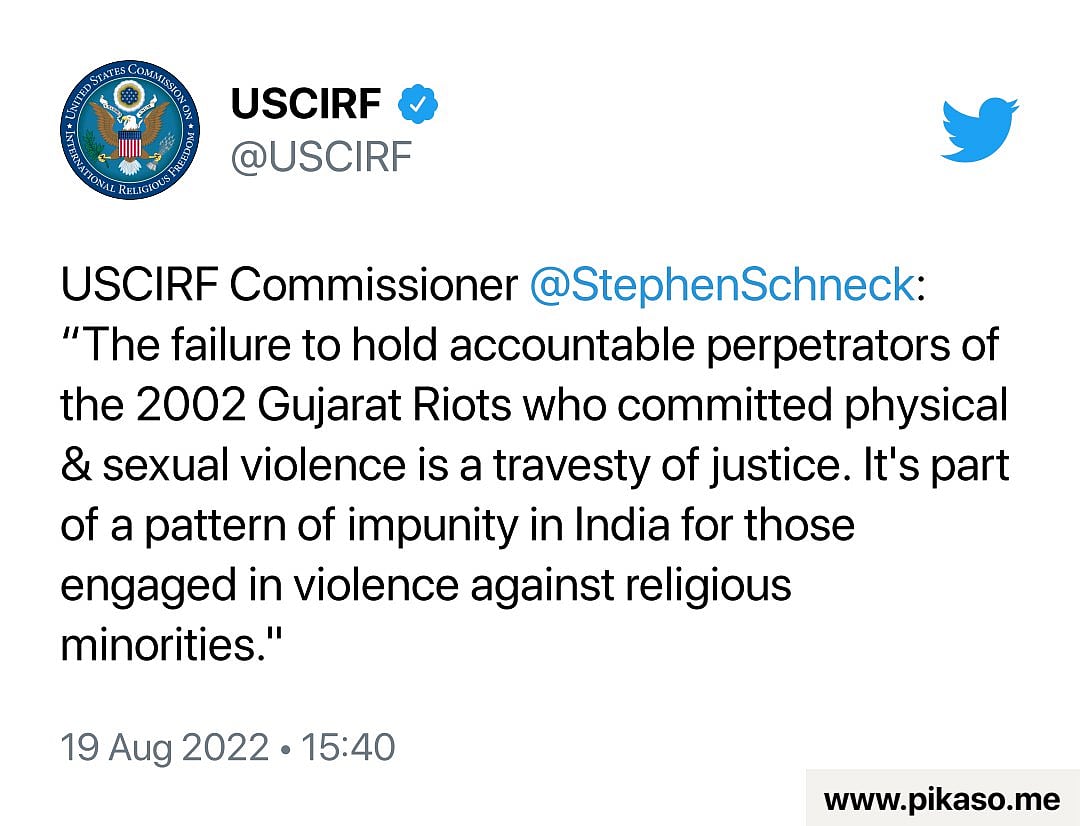 பில்கிஸ் பானு வழக்கு : "இது நீதியின் கேலிக்கூத்து.." - பாஜக அரசுக்கு அமெரிக்கா ஆணையம் கண்டனம் !