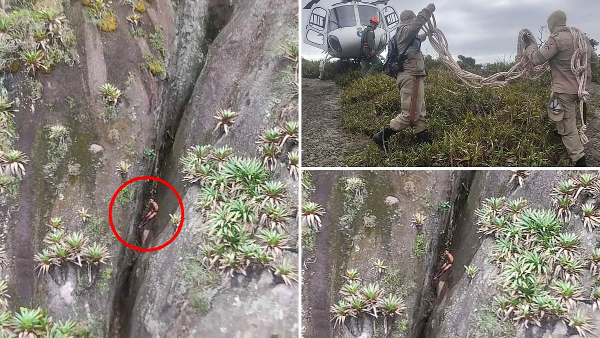 பாறைகளுக்கு நடுவே நிர்வாணமாக சிக்கிய இளைஞர்..  300 அடி உயரத்தில் அழுது கொண்டிருந்தவரை மீட்ட ராணுவம் ! 