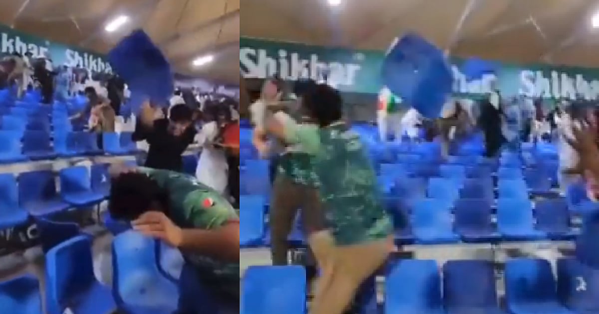 Afghanistan VS pakistan போட்டி.. பயங்கரமான மோதிக்கொண்ட ரசிகர்கள்..பாக் ரசிகரை சேரால் அடித்த ஆப்.ரசிகர்!  