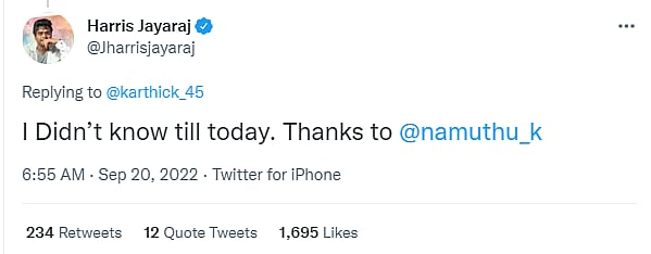 "இதுக்கு அர்த்தம் எனக்கு இப்போ வரை தெரியாது" - நா.முத்துக்குமார் வரிகளை குறிப்பிட்டு ஹாரிஸ் ஜெயராஜ் பதிவு