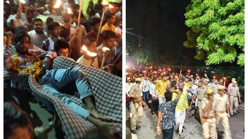 400 % உயர்ந்த கல்விக்கட்டணம்.. தீப்பந்தங்களுடன் போராட்டத்தில் குதித்த மாணவர்கள் .. உ.பி-யில் பரபரப்பு !