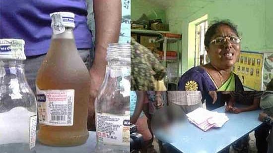 குடித்து விட்டு வகுப்பறைக்கு வந்த பெண் ஆசிரியர்.. மேஜையில் இருந்த மதுபாட்டில்கள்: கர்நாடகாவில் அதிர்ச்சி!