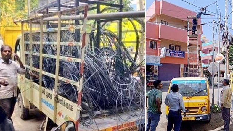 அறுத்து எறியப்படும் கேபிள் ஒயர்கள்.. சென்னை மாநகராட்சியின் நடவடிக்கைக்குக் குவியும் பாராட்டுகள்!