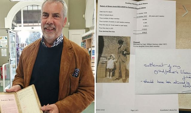 நூலகத்திலிருந்து தாத்தா எடுத்த புத்தகம்.. 84 ஆண்டுகளுக்கு பிறகு அபாரதத்துடன் திருப்பி கொடுத்த பேரன் !