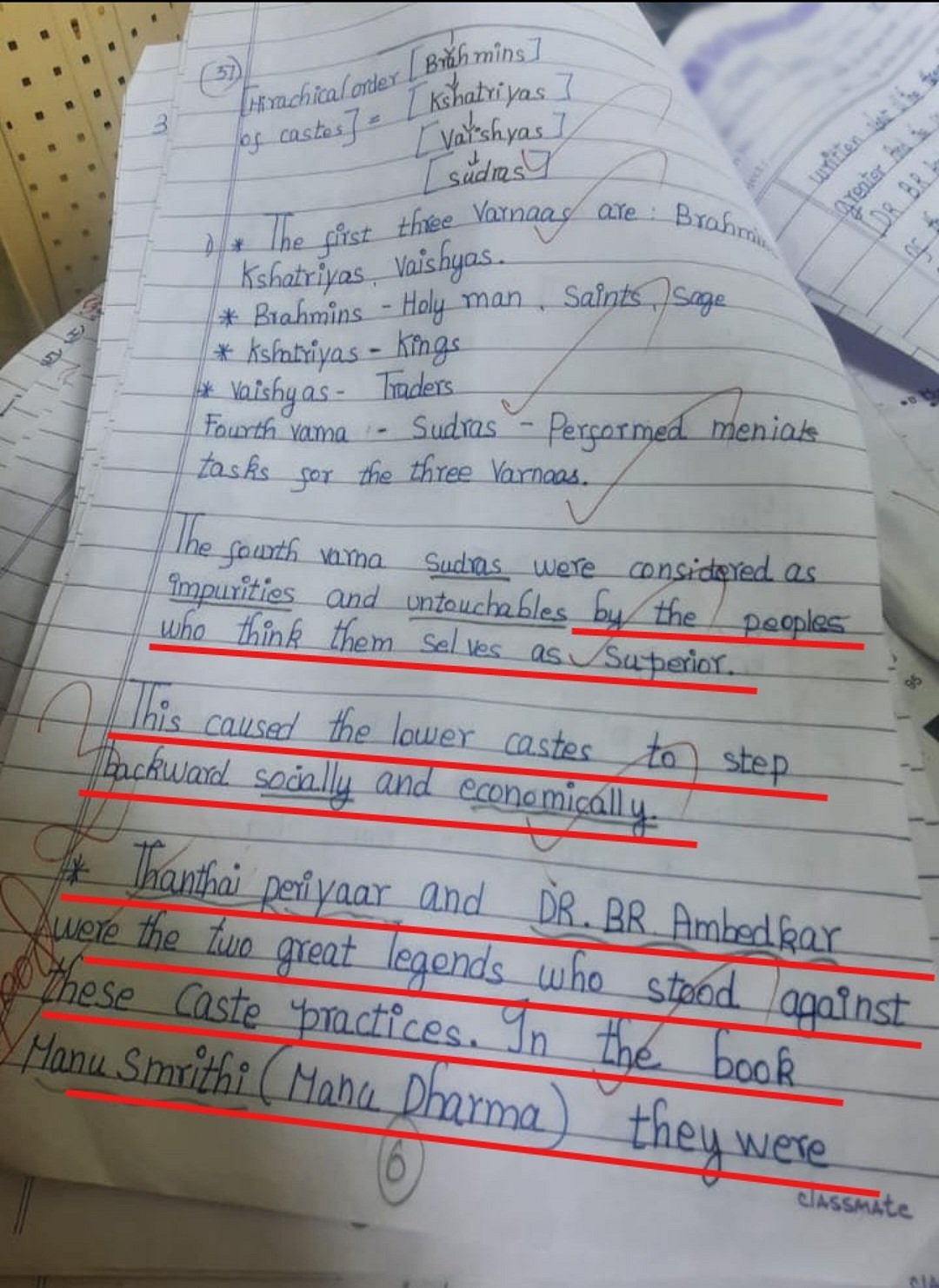 "நாம் அமைதியாக வாழக் காரணம் பெரியார், அம்பேத்கர்"- வர்ணாசிரமத்துக்கு எதிராக 6-ம் வகுப்பு மாணவியின் பதில்!