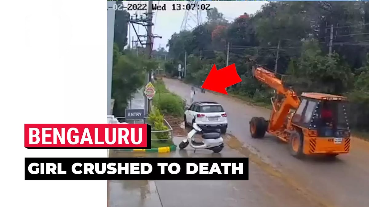 சாலையில் நடந்து கொண்டிருந்த இளம்பெண் மீது மோதிய கிரேன்.. வெளியான சிசிடிவி-யால் பரபரப்பு !