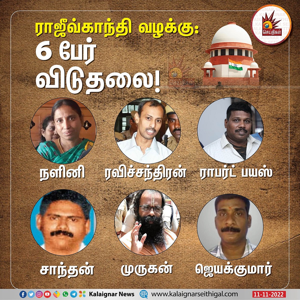 பேரறிவாளனை அடுத்து நளினி உள்ளிட்ட 6 பேரும் விடுதலை.. உச்சநீதிமன்றம் அதிரடி தீர்ப்பு!