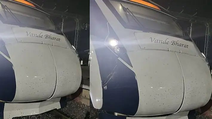 எருமை,பசுவைத் தொடர்ந்து கன்றுகுட்டி மீது மோதி வந்தே பாரத் ரயில் சேதம்.. தொடங்கிவைத்த ஒரே வாரத்தில் சோகம்!