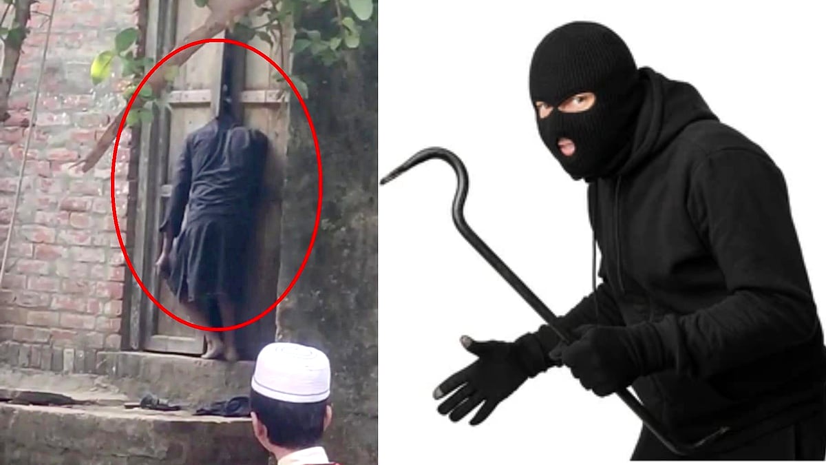 கதவின் இடையே சிக்கிய தலை.. திருட வந்த இடத்தில் திருடனுக்கு நேர்ந்த சோகம்.. - உ.பி-யில் பரபரப்பு !