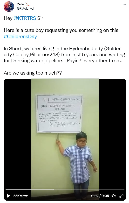 ’KTR மாமாவுக்கு ஒரு வேண்டுகோள்’-குழந்தைகள் தினத்தில் சிறுவனின் கோரிக்கையை நிறைவேற்றிய தெலங்கானா அமைச்சர்!