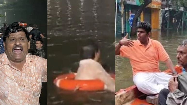 குஜராத்தில் ஓர் அண்ணாமலை.. மக்களை காப்பாற்றுவதாக முட்டி அளவு தண்ணீரில் நீச்சலடித்து நாடகமாடிய BJP தலைவர்!