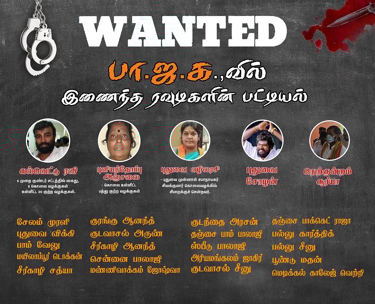 “பாதுகாப்புத் தேடும் ரவுடிகள் -  ‘பாரதிய ரவுடிகள் பார்ட்டி’யாக மாற்றம் பா.ஜ.க” : பின்னணித் திட்டம் என்ன?