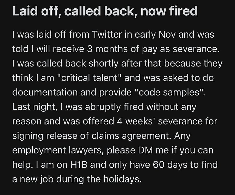 பணிநீக்கிய ஊழியரை வேலைக்கு அழைத்து பின்னர் மீண்டும் நீக்கிய Twitter- வறுத்தெடுக்கும் இணையவாசிகள் !