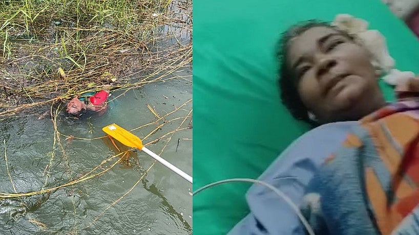 ஆற்றில் அடித்துச் செல்லப்பட்ட பெண்.. ஒரு நாளுக்குப் பின் உயிருடன் மீட்ட தீயணைப்பு வீரர்கள்!