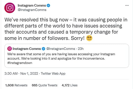 திடீரென்று 8 மணி நேரம் முடங்கிய INSTAGRAM சேவை.. மன்னிப்பு கேட்ட நிறுவனம்.. ஏன் தெரியுமா ?