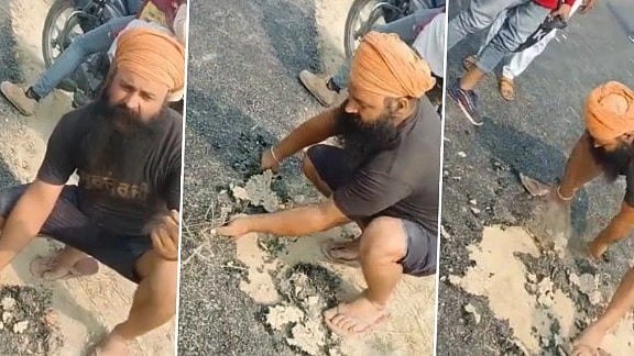 ரூ.3 கோடிக்கு புதிய தார்ச்சாலை.. கைகளாலே பெயர்த்து எடுத்த இளைஞர்: வெளிச்சத்திற்கு வந்த BJP அரசின் ஊழல்!