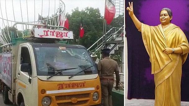 “ஜெயலலிதா சிலையை அனுமதியின்றி நிறுவ முயன்ற OPS அணி” : சிலையை வாகனத்துடன் பறிமுதல் செய்த போலிஸ் !