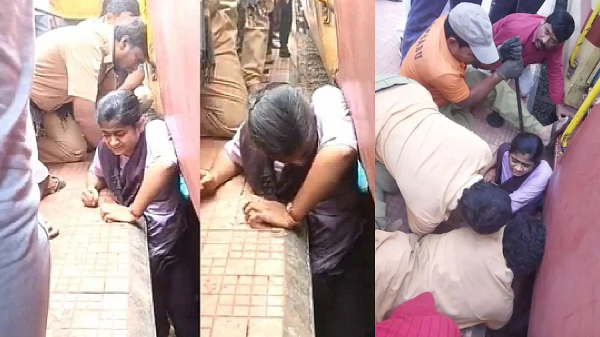 ரயிலுக்கும் நடைமேடைக்கும் இடையே மாட்டிக் கொண்ட ஆந்திர மாணவி.. மீட்கப்பட்டது எப்படி ? - திக் திக் VIDEO !