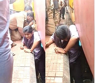 ரயிலுக்கும் நடைமேடைக்கும் இடையே மாட்டிக் கொண்ட ஆந்திர மாணவி.. மீட்கப்பட்டது எப்படி ? - திக் திக் VIDEO !