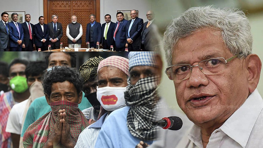 “ஒருபக்கம் 10 லட்சம் கோடி  தள்ளுபடி.. மறுபக்கம் இலவச அரிசி, கோதுமை நிறுத்தும்” : மோடியை சாடிய யெச்சூரி!