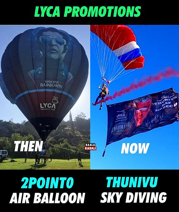 துணிவு ப்ரோமோஷனுக்காக துணிவோடு களமிறங்கிய படக்குழு.. SKY DIVING மூலம் வேற லெவலில் விளம்பரம் ! VIDEO