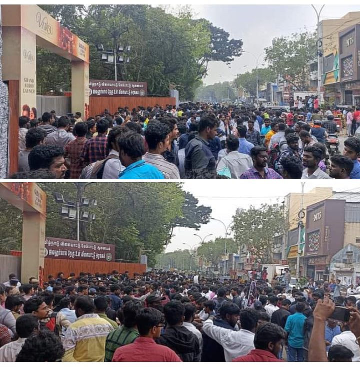 வாரிசு : வெளியூர்களில் இருந்து வேன், கார் அமைத்து வருகை.. 4 மணிக்காக காத்திருக்கும் ரசிகர்கள் பட்டாளம் !