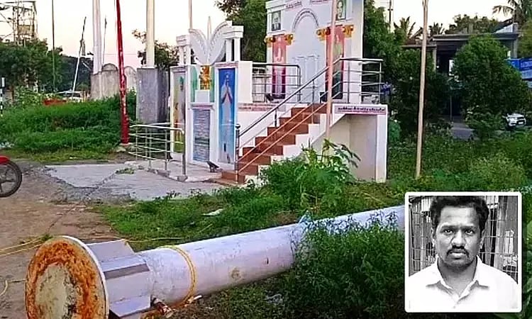 எடப்பாடி தொடங்கி வைத்த 100 அடி உயர கொடி கம்பம் விழுந்து ஒருவர் பரிதாப பலி.. அதிமுகவை சேர்ந்த இருவர் கைது!