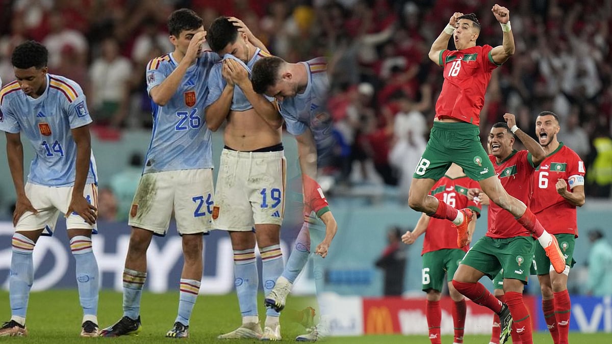 சரித்திரம் படைத்த மொரோக்கோ அணி.. பழைய பாணியில் ஆடி தொடரில் இருந்து வெளியேறிய முன்னாள் சாம்பியன் ஸ்பெயின்!